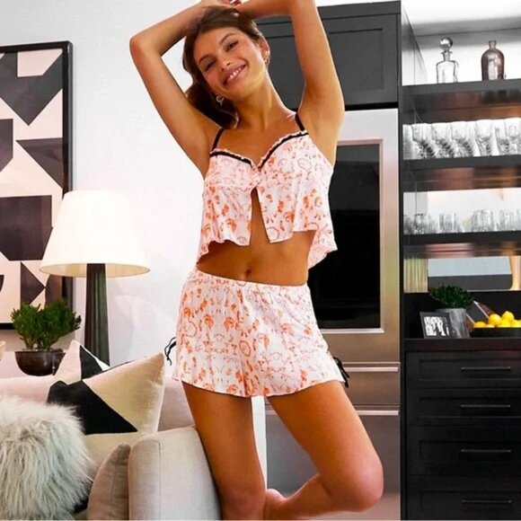Savage x Fenty Underpinnings Sleep Set XL Print Cami & Shorts Lounge Pajama Set - Picture 1 of 12